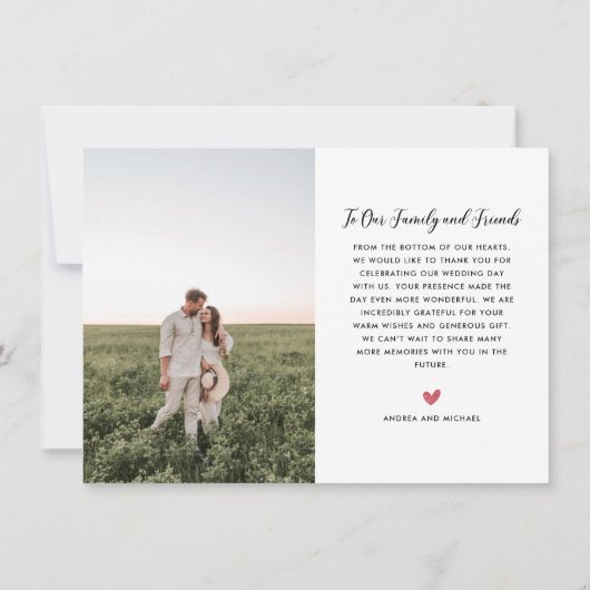 Stylish Hearts Wedding Dankeschön Card Dankeskarte (Rückseite)