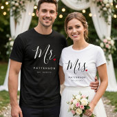 Stylish Herr Custom Nachname & Date Wedding T-Shirt