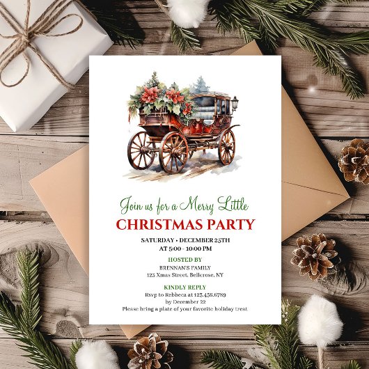 Stylish holiday scene watercolor invitation einladung