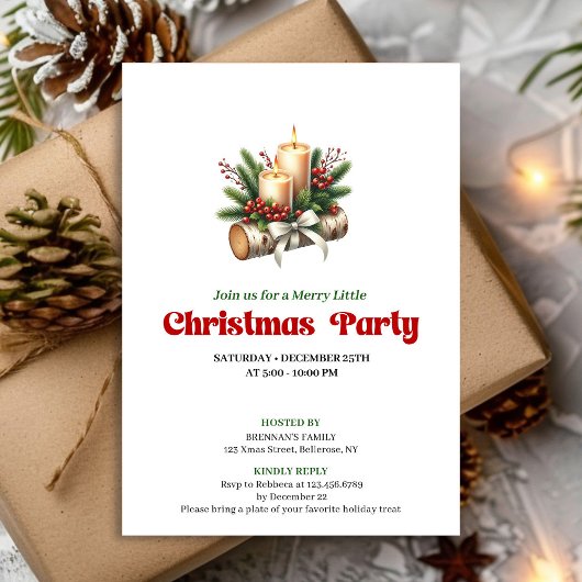 Stylish Holly Berries Christmas Invite Card Einladung