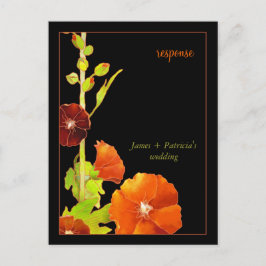Stylish Hollyhock Floral Wedding RSVP Einladungspostkarte