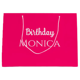  stylish hot pink birthday personalized name  große geschenktüte