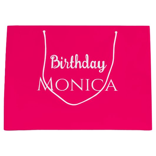 stylish hot pink birthday personalized name große geschenktüte (Vorderseite)