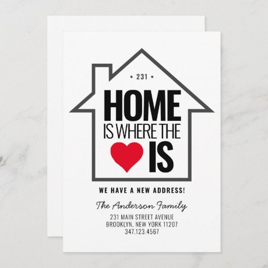 Stylish House Zuhause Heart Change New Address Mov Ankündigung (Vorne/Hinten)