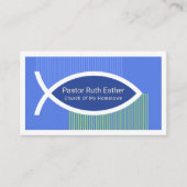 Stylish Ichthus Fish In Blue Stripe Water Visitenkarte (Vorderseite)