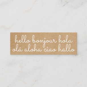 Stylish International Hello Rustic Kraft Mini Visitenkarte