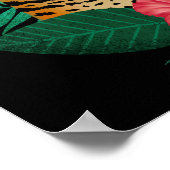 Stylish Jungle Leopard Floral Art | Green Black Poster (Ecke)