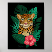 Stylish Jungle Leopard Floral Art | Green Black Poster (Vorne)