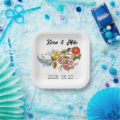 Stylish Kalocsai flowers - personalized wedding Pappteller (Party)