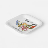 Stylish Kalocsai flowers - personalized wedding Pappteller (Gewinkelt)
