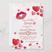 Stylish  Kiss Miss Goodbye Red Lips Bridal Shower Einladung (Vorderseite)