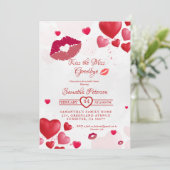 Stylish  Kiss Miss Goodbye Red Lips Bridal Shower Einladung (Stehend Vorderseite)