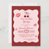 Stylish Kiss Miss Goodbye Red Lips Bridal Shower Einladung (Vorderseite)