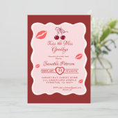 Stylish  Kiss Miss Goodbye Red Lips Bridal Shower Einladung (Stehend Vorderseite)