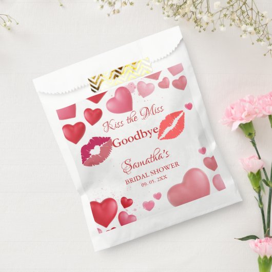 Stylish  Kiss Miss Goodbye Red Lips Bridal Shower Geschenktütchen (Versiegelt)