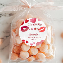 Stylish  Kiss Miss Goodbye Red Lips Bridal Shower Runder Aufkleber