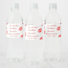 Stylish  Kiss Miss Goodbye Red Lips Bridal Shower Wasserflaschenetikett