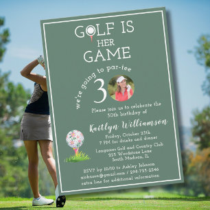 Stylish Lady Golf Foto 30. Geburtstagsfeier Einladung