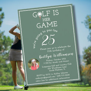 Stylish Lady's Golf Foto 25. Geburtstagsfeier Einladung