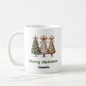 Stylish Leopard Christmas Trees Custom Name Mug Kaffeetasse (Links)