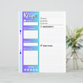 Stylish Lined Recipe Pages (Letter Format Paper) (Stehend Vorderseite)