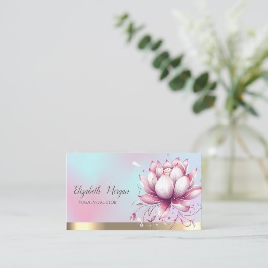 Stylish Lotus Blume Holographic Visitenkarte (Stehend Vorderseite)