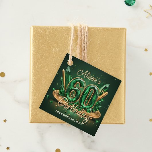 Stylish Luxury Emerald Green Gold 60th Birthday Geschenkanhänger