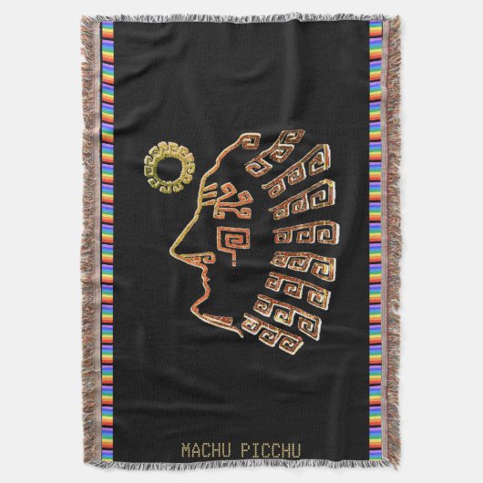 Stylish Machu_Picchu Silhouette auf Black Decke (Vorderseite Vertikal)