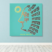 Stylish Machu_Picchu Zeichnend auf Aquamarin Leinwanddruck (Insitu (Holzboden))