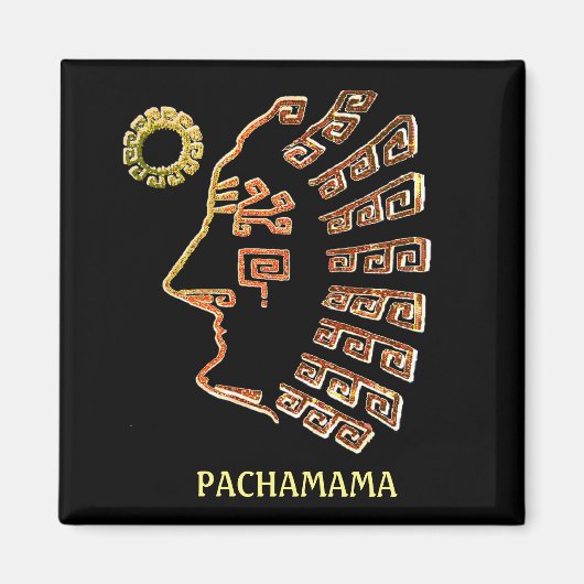 Stylish Machu_Picchu Zeichnend auf Black Magnet (Vorne)