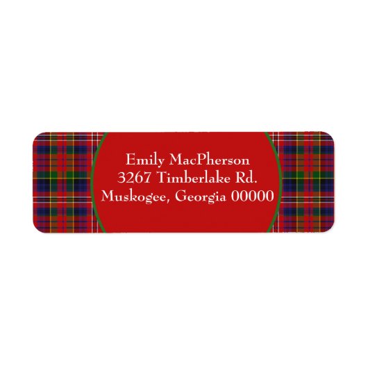 Stylish MacPherson Tartan Kariert Address Label (Vorne)