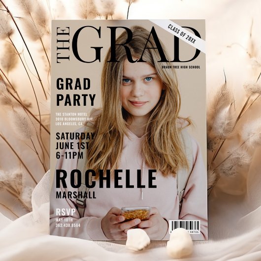 Stylish Magazine Cover Foto Graduation Party Einladung