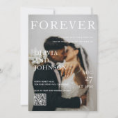 Stylish Magazine Style Qr Code Wedding Einladung (Vorderseite)