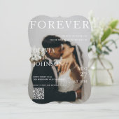 Stylish Magazine Style Qr Code Wedding Invitation Einladung (Stehend Vorderseite)