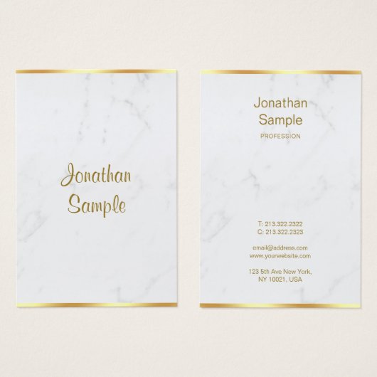 Stylish Marble Gold Typography Script Name Luxury (Vorne & Hinten)