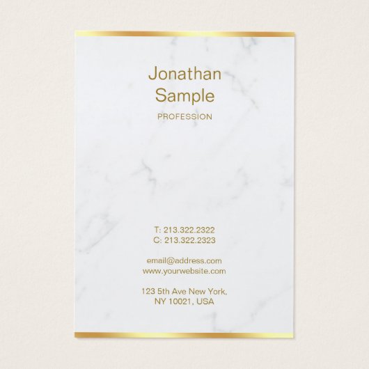 Stylish Marble Gold Typography Script Name Luxury (Rückseite)