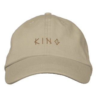 Stylish Men KING Text Khaki-Hut Bedruckt Formal Fi Bestickte Baseballkappe
