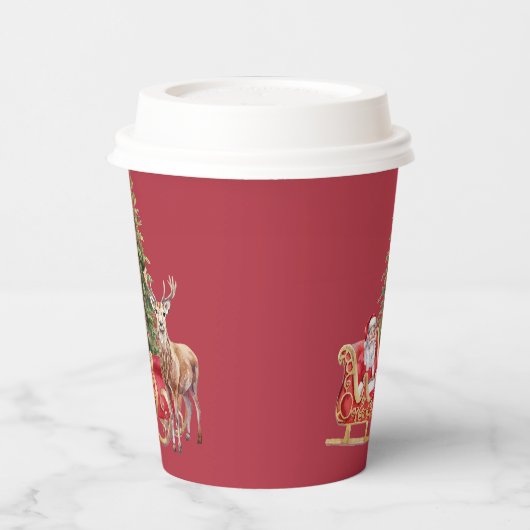 Stylish Merry Christmas Modern Holiday Pattern Cup Pappbecher (Links)