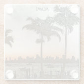 Stylish Miami Florida Vintag Skyline Glasuntersetzer (Rückseite)