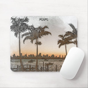 Stylish Miami Florida Vintag Skyline Mousepad