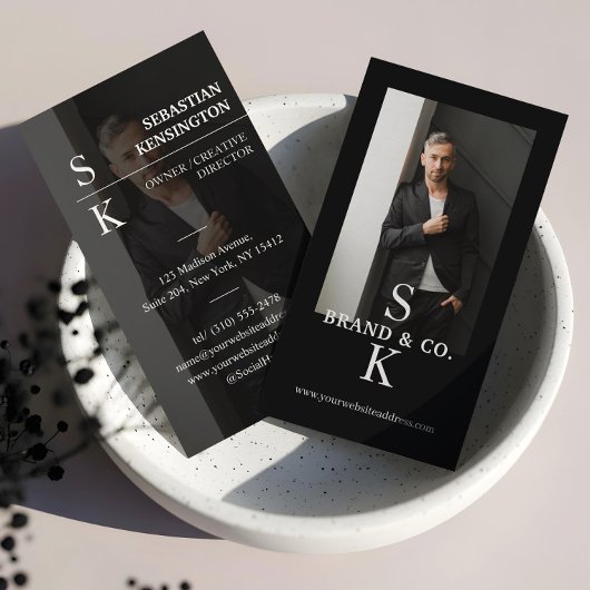 Stylish Minimal Modern Monogram Professional Photo Visitenkarte