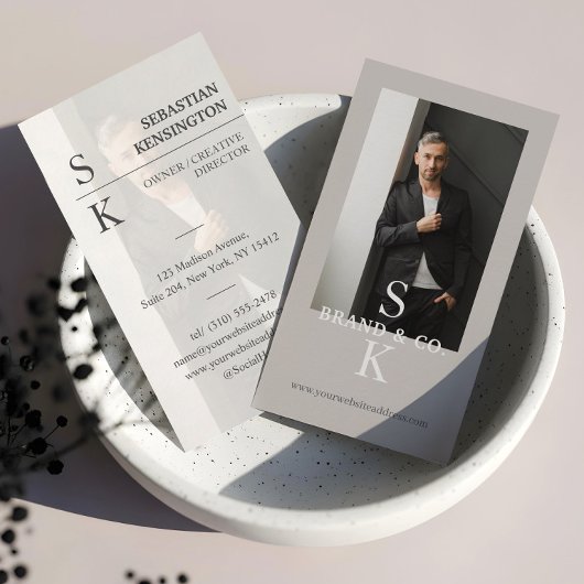 Stylish Minimal Modern Monogram Professional Photo Visitenkarte