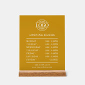 Stylish Minimal Mustard Business Opening Hours Acrylschild (Vorderseite)