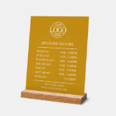 Stylish Minimal Mustard Business Opening Hours Acrylschild (Winkel)