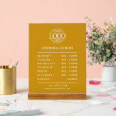 Stylish Minimal Mustard Business Opening Hours Acrylschild (Hochzeit)