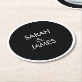 STYLISH MINIMAL PERSONALISIERT NAME BLACK WEDD RUNDER PAPPUNTERSETZER (Angewinkelt)