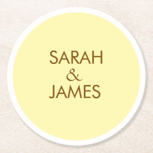 STYLISH MINIMAL PERSONALISIERT NAME CREAM WEDD RUNDER PAPPUNTERSETZER