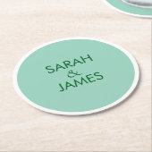 STYLISH MINIMAL PERSONALISIERT NAME LIGHT AQUAMARI RUNDER PAPPUNTERSETZER (Angewinkelt)