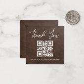 stylish minimale Dank für Business qr Code braun Mitteilungskarte (Vorderseite/Rückseite Beispiel)
