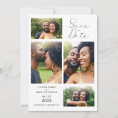 Stylish Minimalist Custom 4-Photo Wedding Save The Date (Vorderseite)